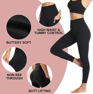 Wholesale Custom High Waisted Womens Yoga Pants Soft Polyester Gym Fitness <b>Leggings</b> <b>with</b> <b>Pocket</b> Workout Running Activewear - Product Image 2