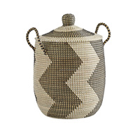 Panier de rangement multifonctionnel détachable en osier recyclé, tissé en jonc de mer noir et blanc, 100 % coton, nouvelle collection 2025 Galaximex, vente en gros