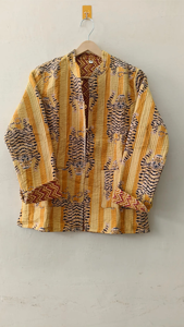 Abrigo Étnico Indio Vibrante con Estampado a Mano, Diseño de Leopardo, 100% Algodón, Hecho a Mano, Reversible, Ligero, Transpirable, Acolchado, para Invierno - Product Image 2