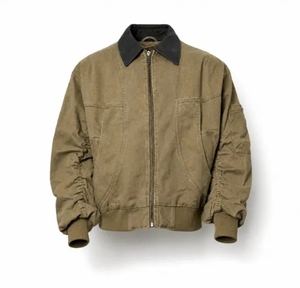 Blouson Bomber Homme Personnalisé Vert Olive Vintage, Veste de Travail Décontractée Zippée avec Poignets Côtelés – Vente en Gros - Product Image 2