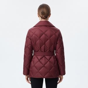 Custom Design Women's Cozy Winter Padded Jacket Quilted Puffer Coat Adjustable Waist <b>Belt</b> Lightweight Casual Outerwear - Product Image 2
