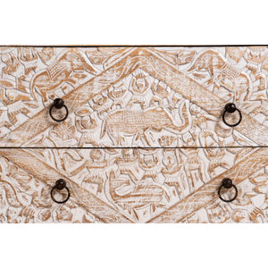 Muebles de Comedor Tipo Buffet, Aparador Rústico, Gabinete de Almacenamiento, Aparador Decorativo con Tallado en Madera, Diseño de Elefante en Color Blanco Lavado - Product Image 4