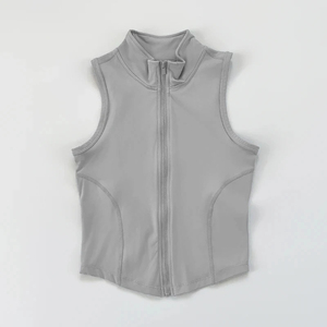 Chaleco deportivo sin mangas para mujer, chaleco de secado rápido, top deportivo corto para mujer, chaleco de ejercicio con cuello alto y cremallera - Product Image 2