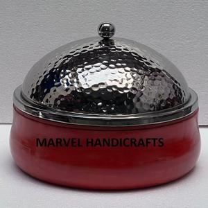 Cacerola Aislada de Acero Inoxidable Premium con Tapa Abombada Martillada de 24 cm, Olla para Mantener Alimentos Calientes, para Hogar, Hotel y Cocina - Product Image 3