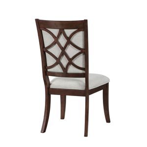 Traditional 2-Piece Dining Side <b>Chairs</b> Set Cherry Finish Wooden Beige <b>Upholstered</b> Seat Formal Dining Room Furniture - Product Image 5