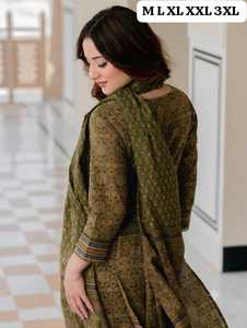 Conjunto de Traje de 3 Piezas con Estampado Floral de Algodón 100% Puro de Primera Calidad para Mujer |   Kurta Hecha a Mano con Bolsillo, Pantalón Estampado a Juego y Dupatta - Product Image 3