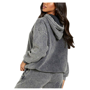 Chándal de algodón oversize con pedrería, transpirable, de alta calidad, estilo vintage, con lavado ácido intenso, para mujer - Product Image 4