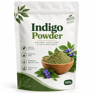 Poudre d'indigo premium 500g 100% pure et naturelle, poudre de feuilles d'indigo pour la coloration des cheveux, indigo naturel pour la teinture et les soins capillaires - Product Image 1