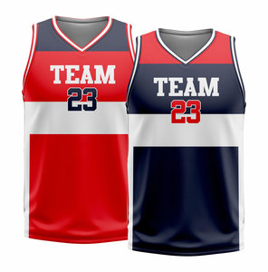 Uniformes de Baloncesto para Equipo, Rojo Marino, Sublimados, Sin Mangas, Cuello en V, Transpirables, de Poliéster, Unisex para Adultos, para Todas las Temporadas - Product Image 2