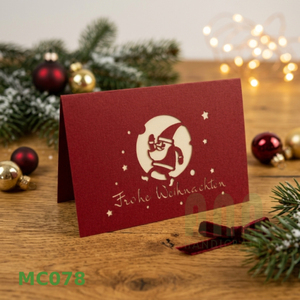 Tarjetas de felicitación de papel cortadas con láser emergentes de Santa Run 3D personalizadas Invitaciones digitales de cumpleaños de amor Recuerdos de Navidad 'Love' Impreso - Product Image 6