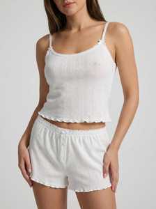 Shorts Blancos de Punto a Media Cintura, Ecológicos, de Secado Rápido, Corte Regular, Transpirables, para Mujer - Product Image 4