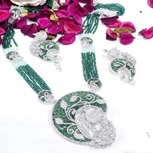 Conjunto de Collar y Pendientes Étnicos de Latón Chapado en Oro de Primera Calidad con Circonitas, Joyería para Mujer, Regalo de Boda, Compromiso, Fiesta - Product Image 2