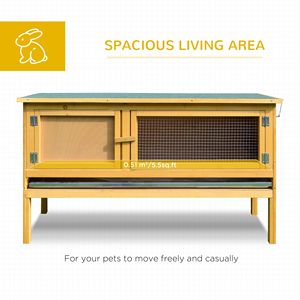 Sturdy Fir Wood <b>Rabbit</b> Hutch Openable Waterproof Roof with No Leak Tray Indoor Outdoor Yellow Green Bunny <b>Cage</b> for Small Animals - Product Image 4