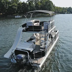 Barcos pontones de alta calidad, barco de pesca de aluminio de 25 pies, barco pontón de dos pisos