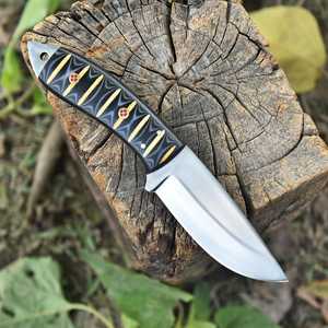 Cuchillo de Caza Forjado a Mano de Acero con Alto Contenido de Carbono, Hoja de Espiga Completa, Mango Ergonómico de G10 y Micarta, para Supervivencia al Aire Libre y Uso Táctico, con Funda de Cuero - Product Image 3