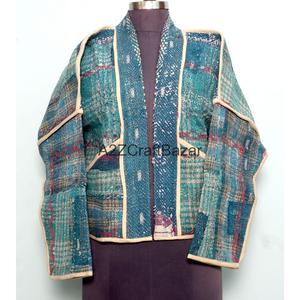 Handmade Eco-Friendly 100% Cotton Breathable Reversible Quick Dry Knitted Vintage <b>Kantha</b> Open Design Winter Spring Autumn <b>Jacket</b> - Product Image 5