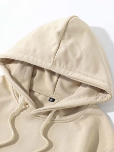Sweat-shirt à capuche uni blanc pour homme, coupe classique, en coton tricoté, décontracté, avec poche kangourou, pour l'automne - Product Image 6