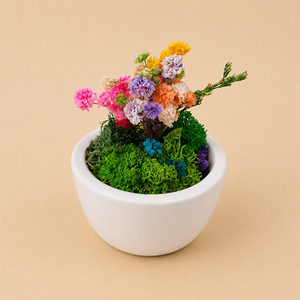 Mini tazón de cerámica con flores secas preservadas, hecho a mano, 2.3x2.5 pulgadas, maceta de escritorio ecológica de bajo mantenimiento, de larga duración, para Acción de Gracias - Product Image 5