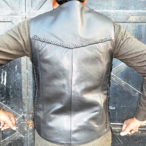 Gilet Homme KEVEN IMPEX en Laine et Cuir de Qualité Supérieure, Coupe-Vent et Imperméable, Modèle Décontracté Uni, Été 2026 - Product Image 4