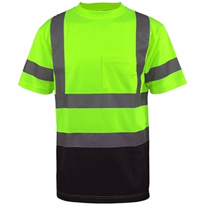 Camiseta de Seguridad de Alta Visibilidad, Ropa de Trabajo Reflectante, Transpirable, Color Amarillo Neón, Camiseta de Construcción de Manga Corta con Bolsillo - Product Image 1