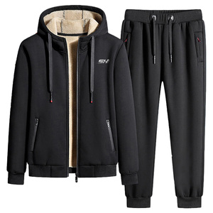 Ensemble de survêtement d'hiver pour homme de haute qualité avec sweat à capuche zippé et pantalon évasé, personnalisable, 100 % coton molletonné respirant, avec logo, pour le sport et la détente - Product Image 1