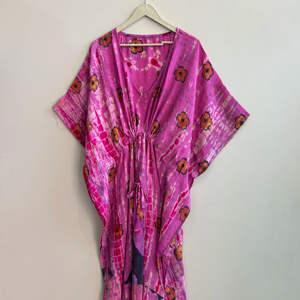 Silk <b>Kaftan</b> Luxury Dresses Long Floral <b>Beach</b> Cover Up Plus Size Casual Streetwear Dress - Product Image 1