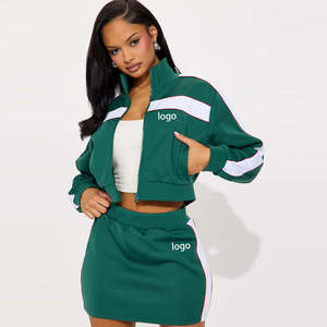 Women's 2-Piece Fleece Shorts <b>Set</b> Stand Collar Zipper Jacket Embroidered Logo Casual Loose Fit All Seasons Sportswear - Product Image 6