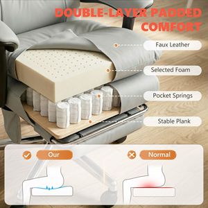 Sedia da Ufficio Ergonomica in Ecopelle Grigio Chiaro con Massaggio e Vibrazione a 6 Punti, Adatta per Animali Domestici - Product Image 5