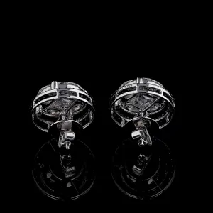 Pendientes de Diamante Cultivado en Laboratorio de 6.60ct, Corte Redondo Marquise, Halo de Ilusión, Oro Blanco de 14K, Cierre a Presión, Estilo Vintage, Certificado IGI - Product Image 4