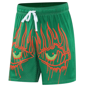 High Quality Casual Mesh Fabric Athletic Shorts Basketball Gym Workout Quick Dry Breathable <b>Elastic</b> Waist Polyester Cotton Flame - Product Image 5