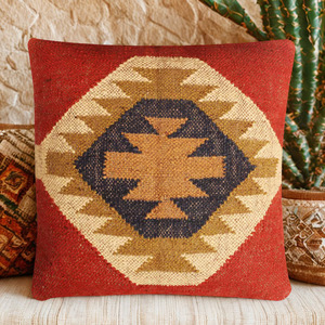 Hand-woven Rustic Elegant Style Wool and Jute Seat and Back Soft Cushion <b>Pad</b> in Multi Color Pattern for Home Hotel Office <b>Chair</b> - Product Image 5