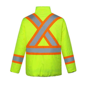 Veste de travail matelassée en polyester pour homme avec col en tricot côtelé, veste de sécurité hivernale pour adultes, service OEM disponible - Product Image 2