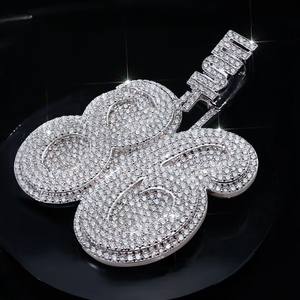 Colgante de Trébol de Cuatro Hojas Personalizado con Incrustaciones de Moissanita VVS, Chapado en Plata 925, Moderno, Certificado, Unisex, Joyería Hip Hop al por Mayor - Product Image 5