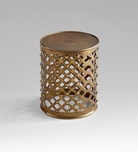 Table d'appoint en aluminium maillé de haute qualité, mobilier de qualité supérieure, accent métallique, tables ottomanes pour hôtel, maison, salon, laiton - Product Image 1