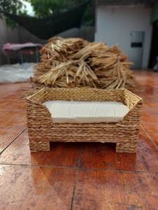 Maison pour chat en jacinthe d'eau tressée, maison pour animaux de compagnie écologique de style rétro / Mme Lima - Product Image 3