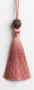 Borla de tela rosa con cuentas colgantes, decoración para el hogar, estilo bohemio, accesorio para la sala de estar - Product Image 5