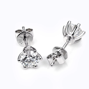 ต่างหูเพชรทรงกลมคลาสสิก หินแล็บ สำหรับผู้หญิง สวมใส่ได้ทุกวัน - Product Image 1