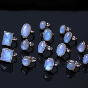 Luxury Natural White Rainbow Moonstone Pendant Necklace | <b>Adjustable</b> Cabochon Gemstone <b>Ring</b> | Womens Handmade Jewelry | 2026 - Product Image 1