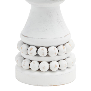 Mini <b>Wooden</b> Beaded Candle <b>Holder</b> Set of 2 Hot Sale Christmas Wedding Home Decor Distressed White Mango Wood Pillar Candle Stands - Product Image 4