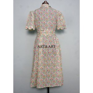 Robe longue trapèze en pur coton pour femme, imprimée à la main motif floral, style décontracté et élégant, idéale pour le quotidien et les fêtes, lavable, coupe simple et confortable. - Product Image 6