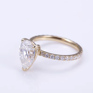 Platinum 1 Carat Pear Cut Diamond Engagement <b>Ring</b> 14K Solid Gold IGI Certified Lab Grown Luxury White Women's Classic Style - Product Image 4