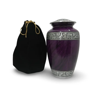 Urna de Metal Morada para Cenizas, Urna Conmemorativa Estilo Americano para Entierro de Adultos - Product Image 1