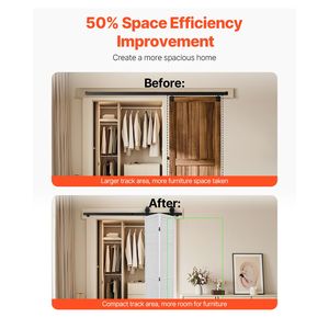 Kit Binario per Porta Scorrevole a Soffietto (Barn Door) da 52 Pollici, Montaggio Superiore, Resistente, Facile Installazione, Scorrimento Fluido e Silenzioso - Product Image 3