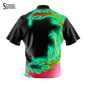 Customizable Sports 1/4 Zip T-shirts Quick Dry Sublimation Print <b>Bowling</b> Jersey Free Design Uniform - Product Image 2