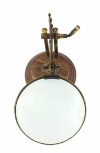 Loupe de bureau moderne du milieu du siècle en laiton avec base en bois, bras réglable pour la lecture et la décoration de bureau - Product Image 2