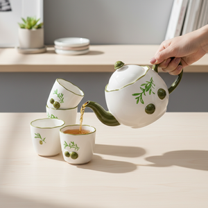 Premium Quality 3460983SETD-1.0 NEW <b>BONE</b> <b>CHINA</b> <b>TEA</b> POT <b>SET</b> W/4CUP - Product Image 2