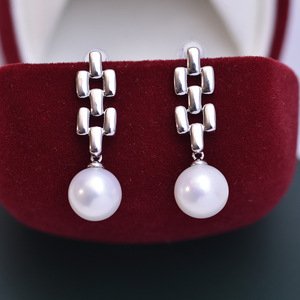 Zhuji Danshui 9-10mm S925 <b>Silver</b> <b>Earrings</b> Strong Light Purple <b>Pearl</b> with Simple Design Women's Fine Flaws Accessories - Product Image 4