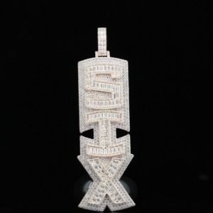 Vertical Letter Custom VVS Moissanite Name <b>Pendant</b> For Men Hip Hop Style Fully Iced Out <b>Initial</b> Chain <b>Pendant</b> Pass Diamond Test - Product Image 5