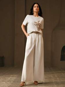 Luxury Beaded Tassel Short Cotton Beaded T-shirt Embroidered Women Double-Sided Movable Bead Fashionable T Shirt - Product Image 2