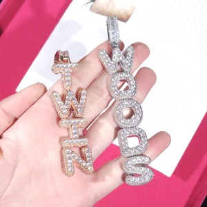 Hiphop Style 925 <b>Silver</b> Moissanite Diamond Letter Pendant <b>Charm</b> Pave Setting Round Brilliant Cut Unisex Party Jewelry - Product Image 4